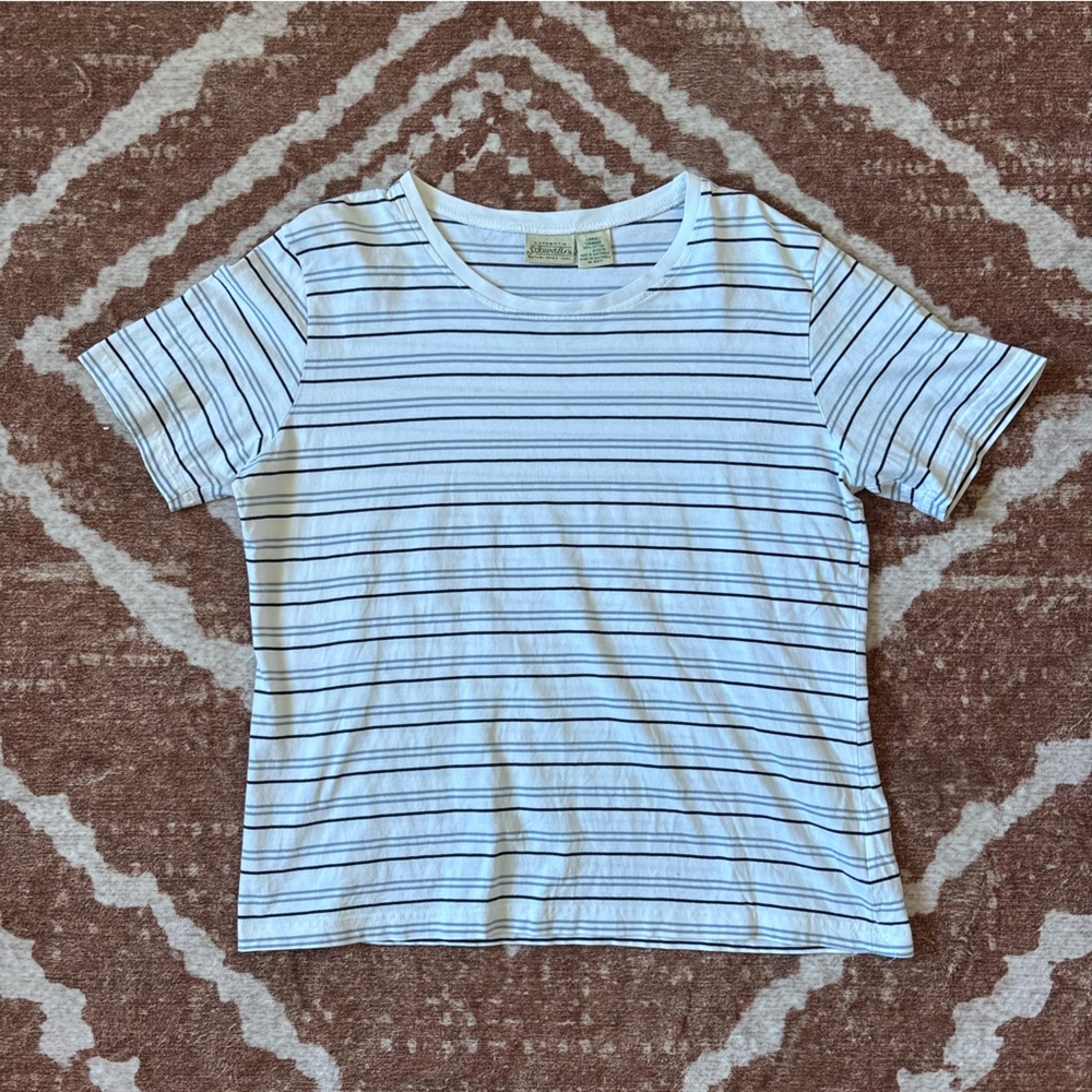 St. John's Bay Navy and White Striped Tee